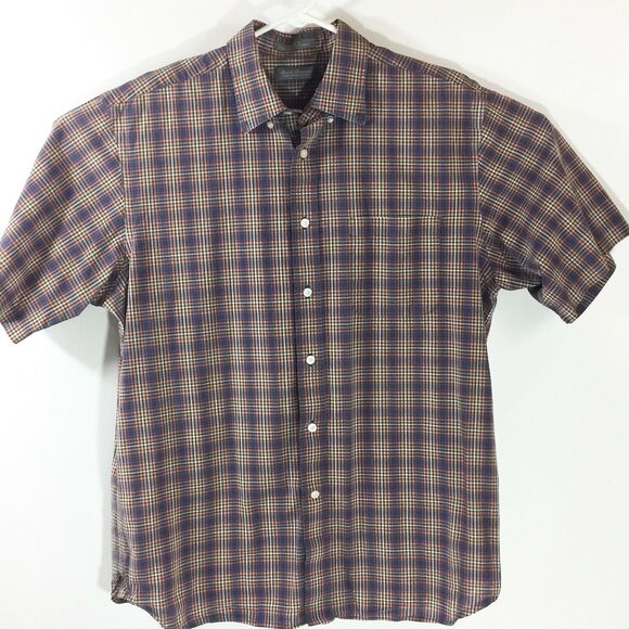 Daniel Cremieux Mens Button Front Shirt Short Sleeve Size Large 100% Cotton - Picture 1 of 3